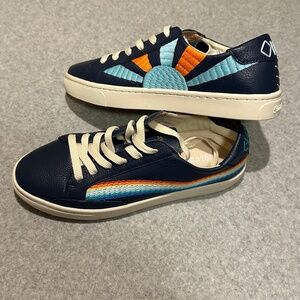 Soludos Rainbow Wave Chill Out Lace-up Sneaker Navy Leather Women’s 7